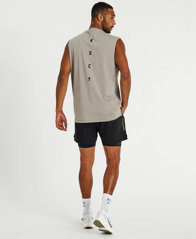 Kiss Chacey Compound Muscle Tee Split Hem - Gull GREY