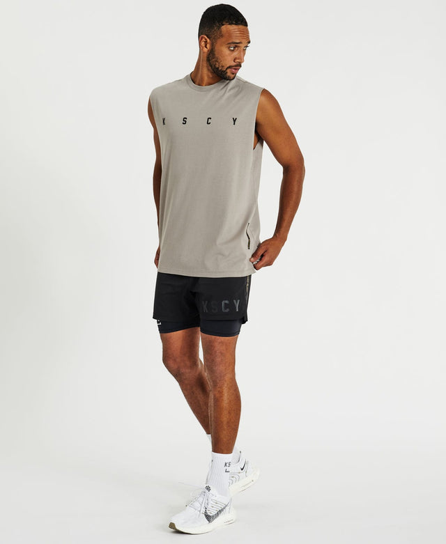 Kiss Chacey Compound Muscle Tee Split Hem - Gull GREY