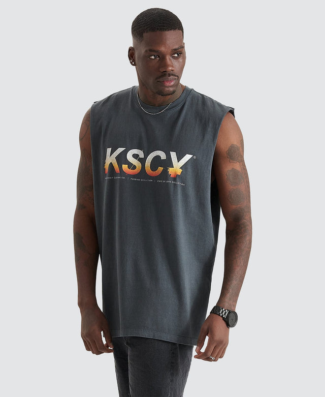 Kiss Chacey Conquer Relaxed Fit Muscle Tee Pigment Asphalt Grey