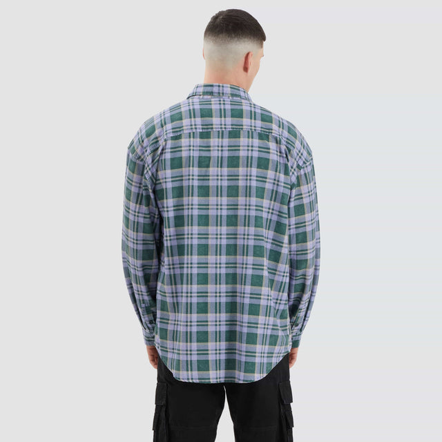 Kiss Chacey Craigton Drop Shoulder Long Sleeve Shirt Moss Green Check