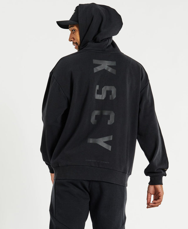 Kiss Chacey Division Zip Through Relaxed Hooded Jacket Jet Black