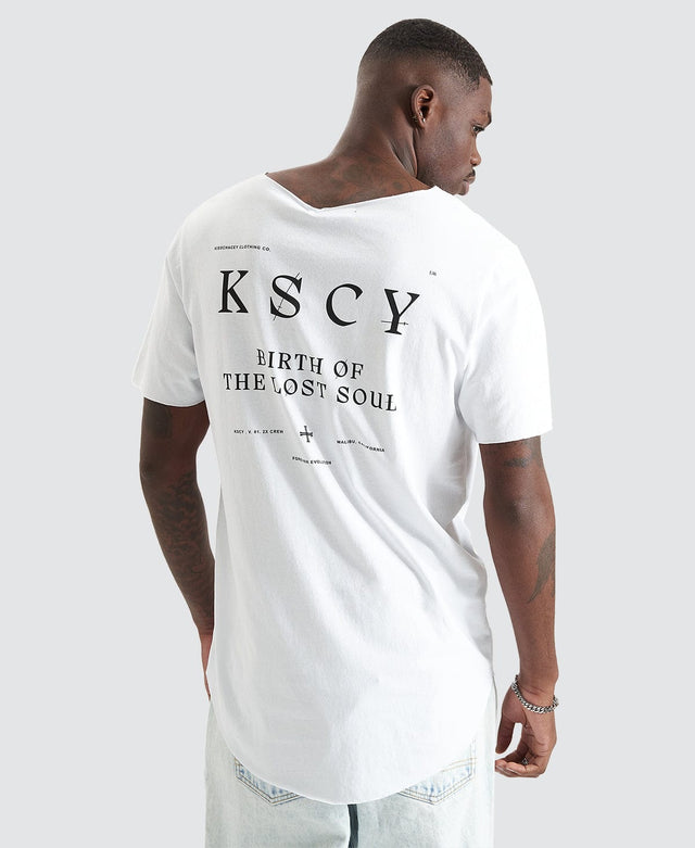 Kiss Chacey Forlorn Dual Curved Raw V-Neck - Optical White WHITE