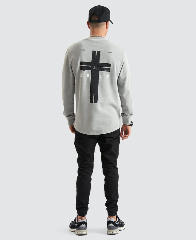 Kiss Chacey Holy Lane Dual Curved Sweater - Pigment Limestone GREY