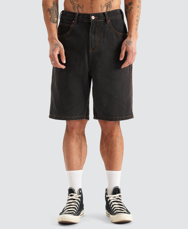 Kiss Chacey Hyson Baggy Denim Jorts Washed Black