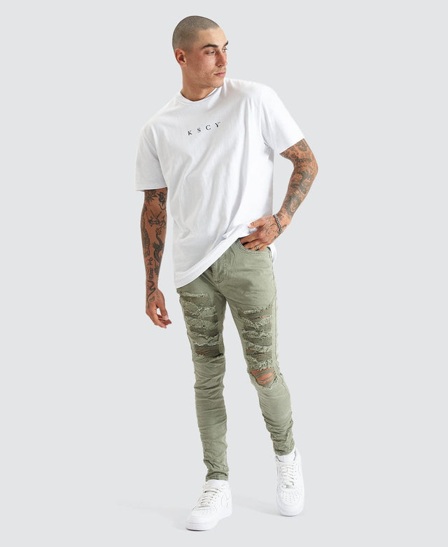 Kiss Chacey K1 Super Skinny Fit Jeans Destroyed Lichen Green