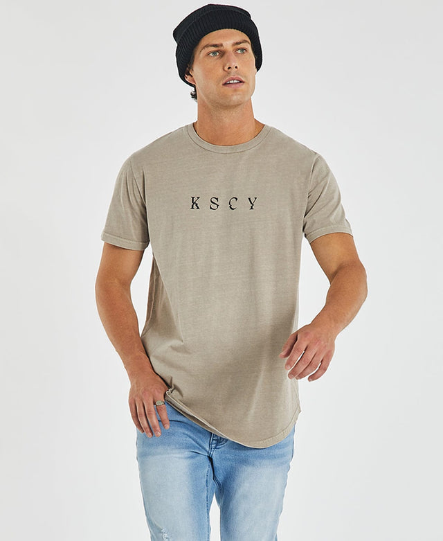 Kiss Chacey Montercy Dual Curved T-Shirt Pigment Warm Grey