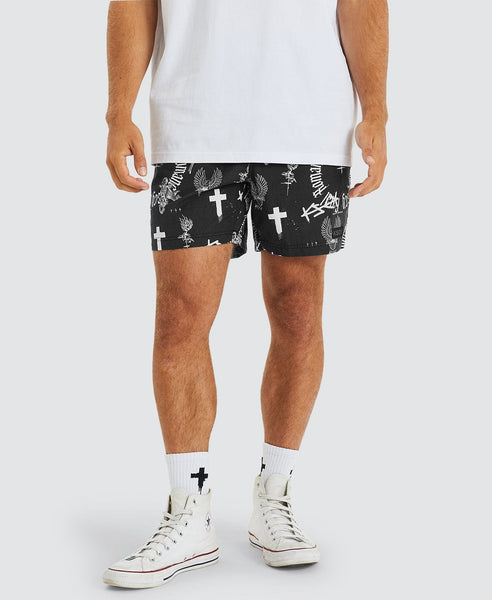 Black Camo Beach Shorts