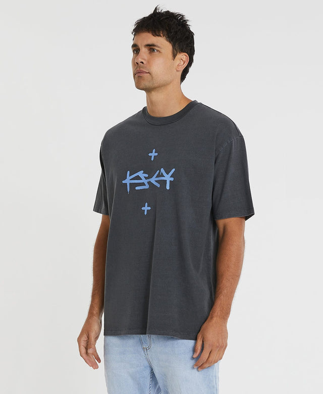 Kiss Chacey Plateau Heavy Box Fit T-Shirt Pigment Asphalt Grey