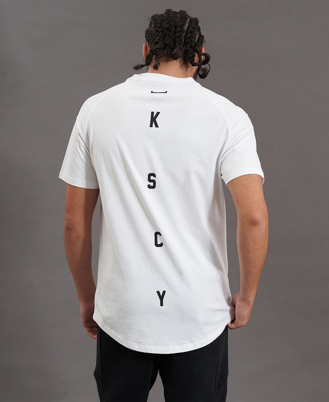 Kiss Chacey Process Raglan Curved Hem T-Shirt White