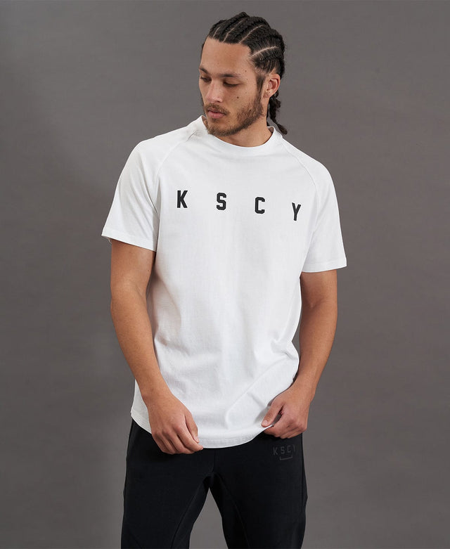 Kiss Chacey Process Raglan Curved Hem T-Shirt White