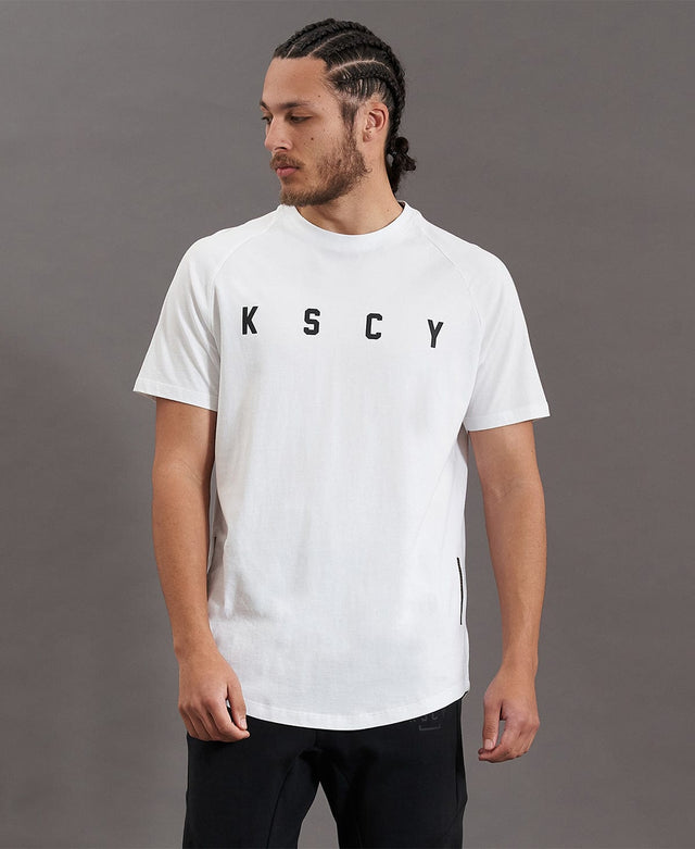 Kiss Chacey Process Raglan Curved Hem T-Shirt White