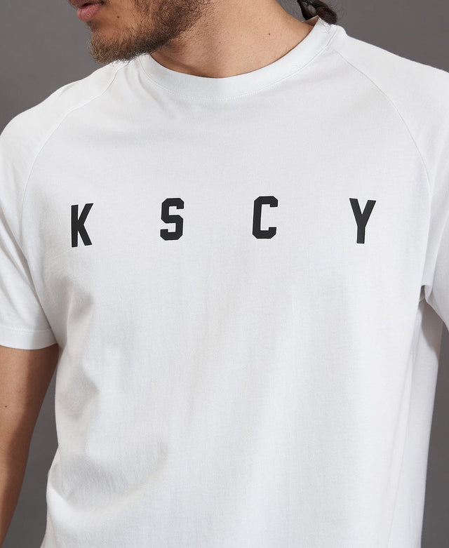 Kiss Chacey Process Raglan Curved Hem T-Shirt White