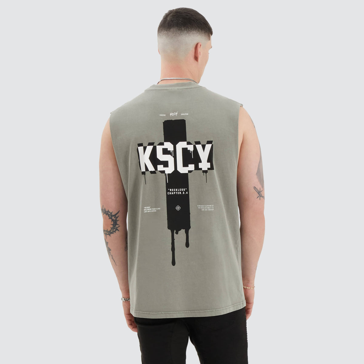 Never Use Ripped Wireimage KSCY Ripped Relaxed Muscle in Pigment Khaki | Neverland Store