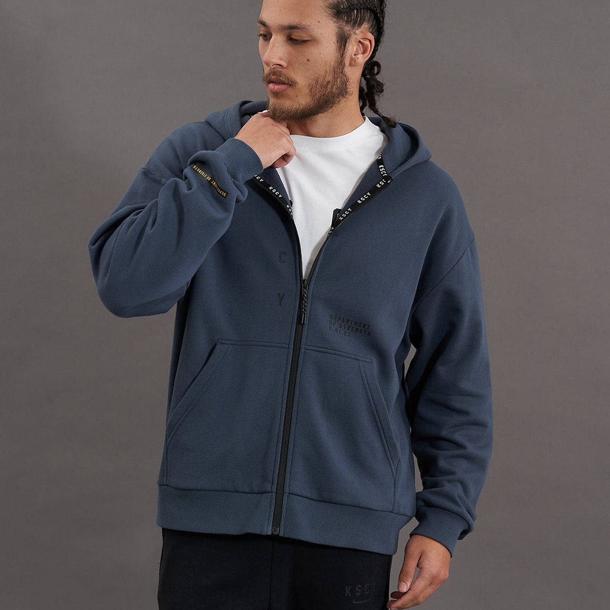 Rotation Zip Through Relaxed Hooded Jumper Orion Blue – Neverland Store