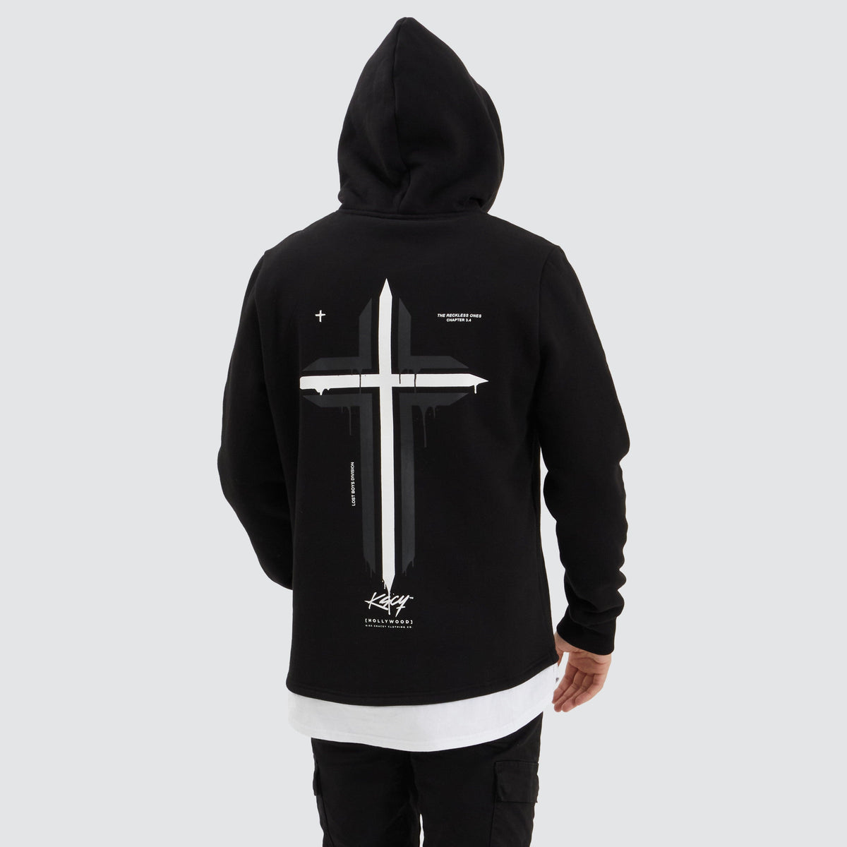 KSCY Ruthin Layered Hoodie in Jet Black | Neverland | Neverland Store