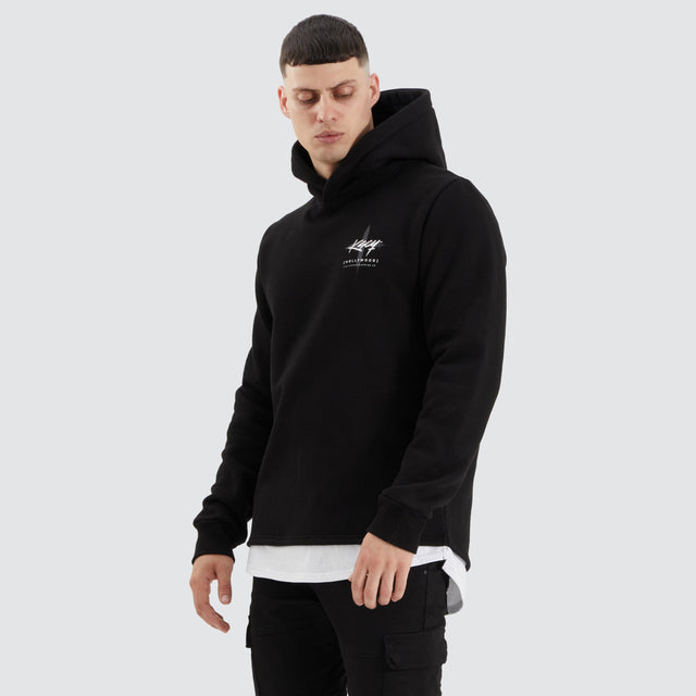 Kiss Chacey Ruthin Layered Hoodie Jet Black