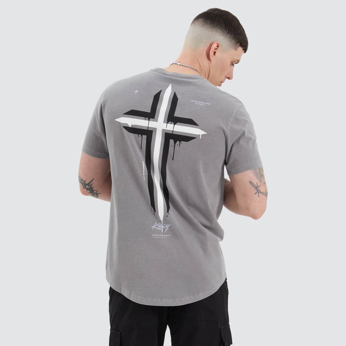KSCY Scutari Dual Curved Tee in Pigment Frost Grey | Neverland Store