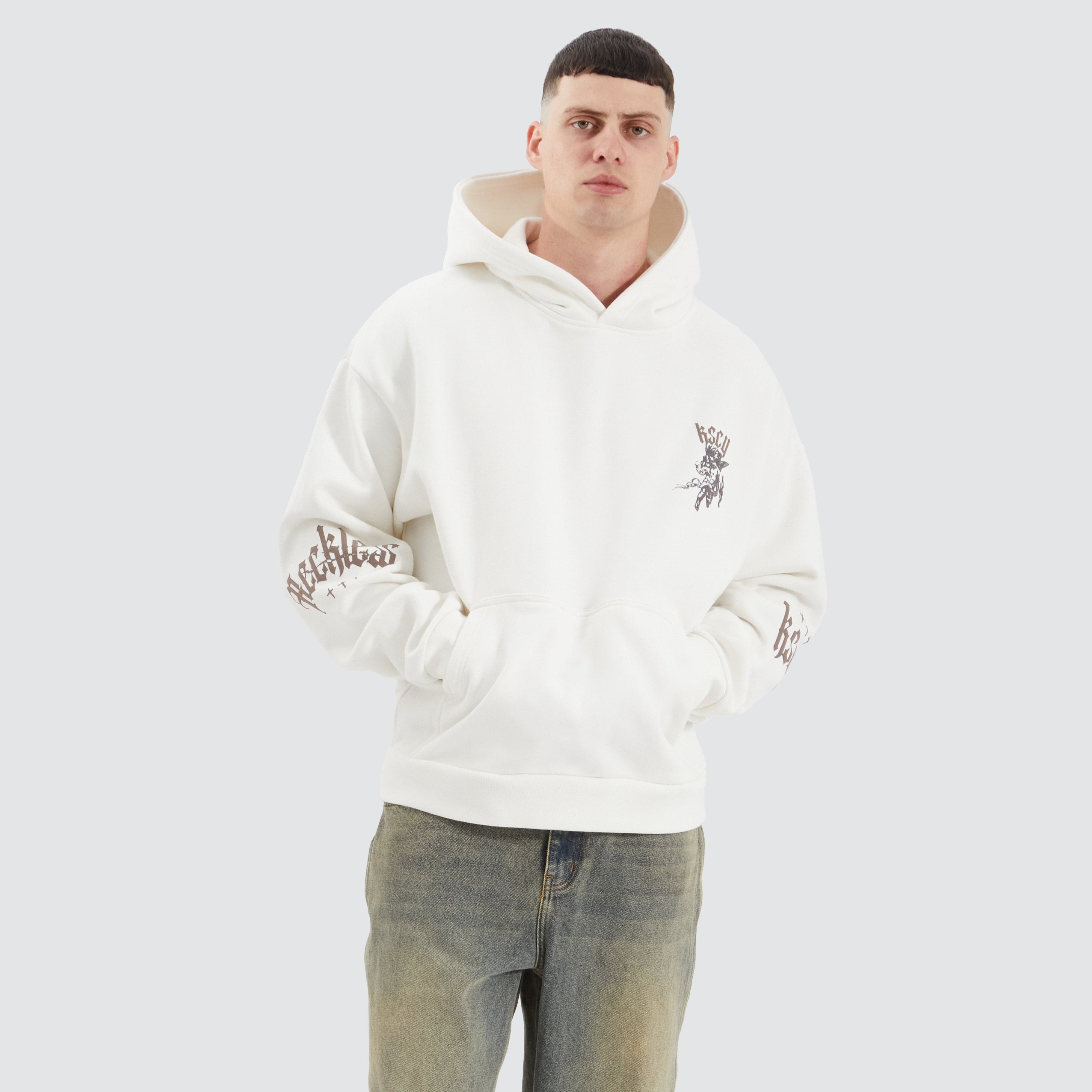 KSCY Shield Oversized Hoodie in Natural White Neverland Neverland Store