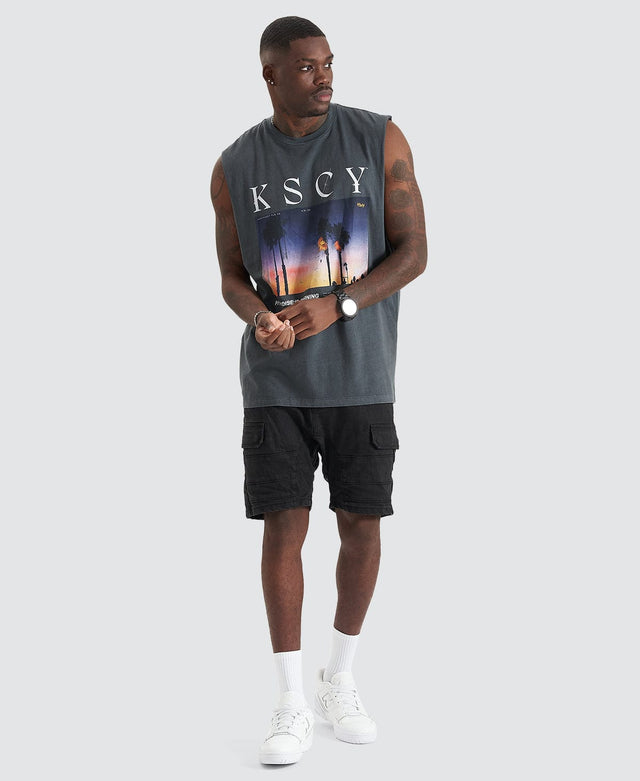 Kiss Chacey Shine Relaxed Fit Muscle Tee Pigment Asphalt Grey