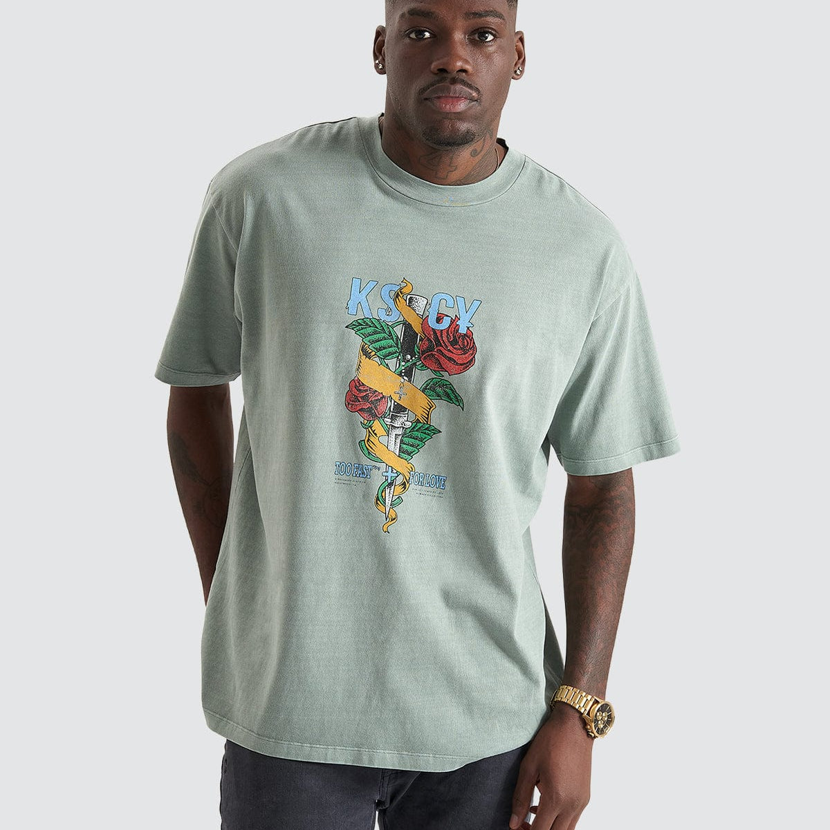 KSCY South Box Fit T-Shirt Sage | Neverland Store