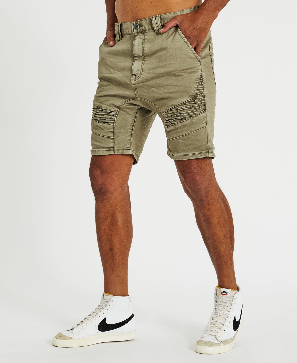 Green denim 2025 shorts mens