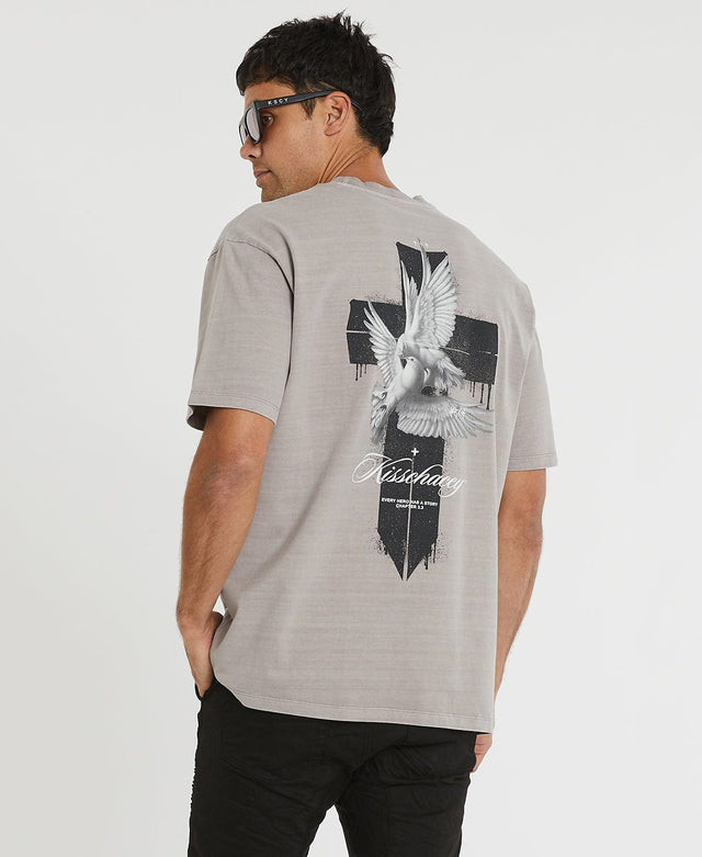 Kiss Chacey Steel Doves Heavy Box Fit Tee - Pigment Gull GREY