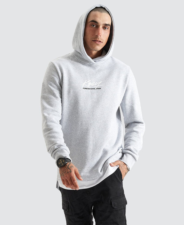 Kiss Chacey Trevor Hooded Layered Dual Curved Sweater - Grey Marle GREY
