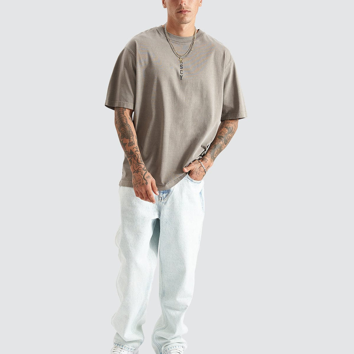 KSCY Trojan Heavy Oversized Tee in Pigment Driftwood Brown - Neverland ...