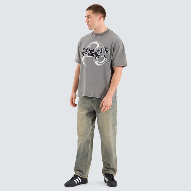 Kiss Chacey Tumble Loopback Street Tee Acid Charcoal