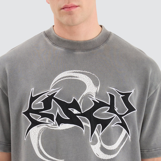 Kiss Chacey Tumble Loopback Street Tee Acid Charcoal