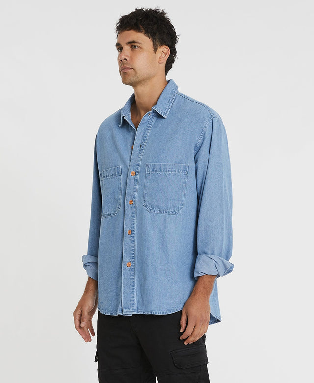 Kiss Chacey Wildfire Relaxed Overshirt Blue Sky Blue