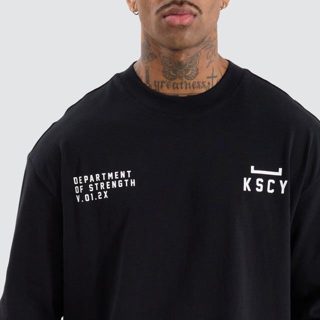 KSCYDOS Strive Long Sleeve Split Hem Tee Jet Black