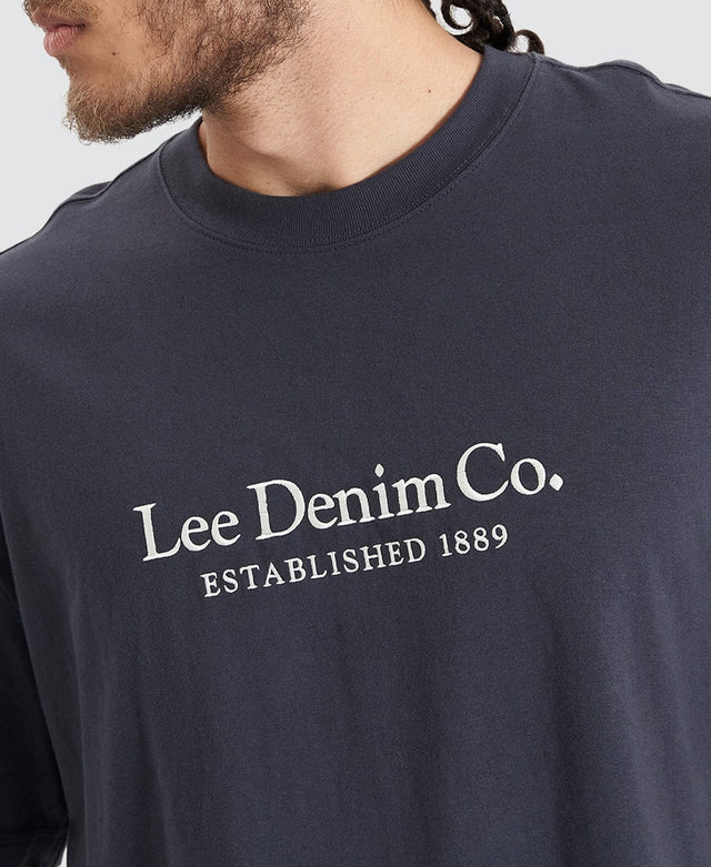 Lee Jeans Denim Co Boxed Concrete Navy Blue T-Shirt