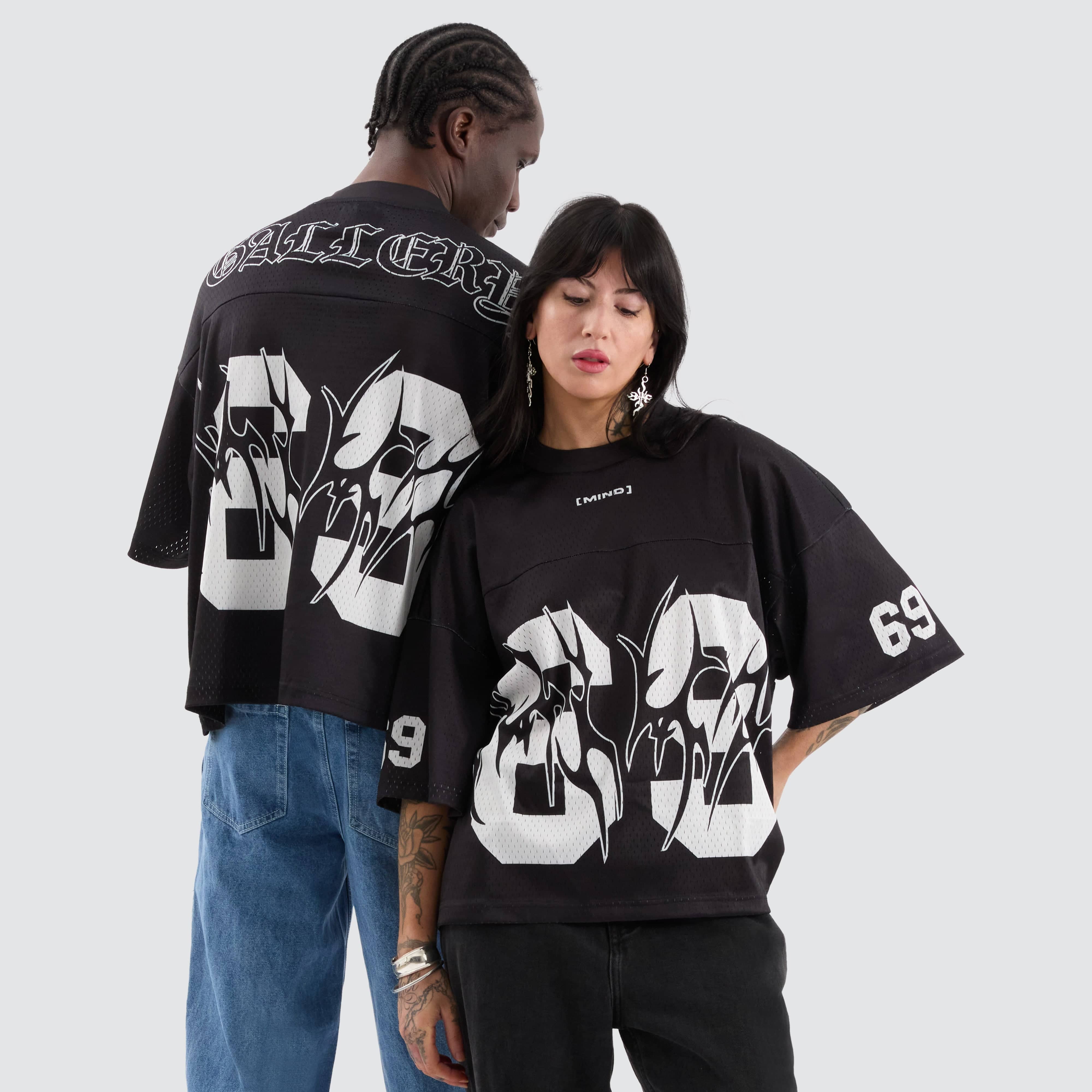 Mind Gallery Quarterback Crop Jersey in Black | Neverland Store