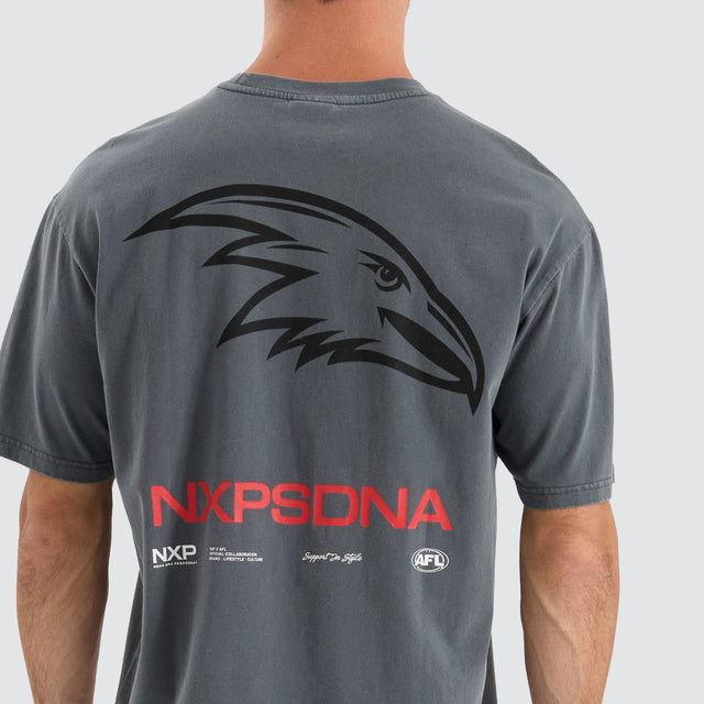 Nena and Pasadena Adelaide Crows AFL Box Fit Tee Pigment Charcoal
