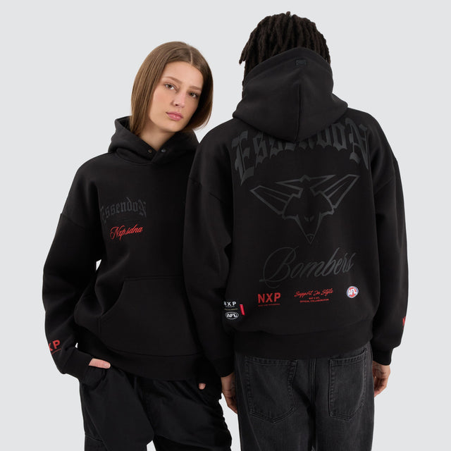 Nena and Pasadena AFL Essendon Bombers AFL Box Fit Hoodie Jet Black