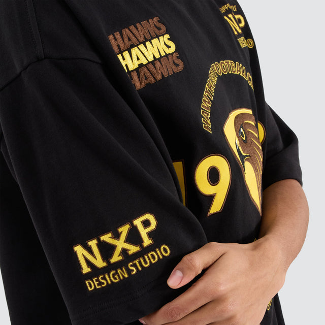 Nena and Pasadena AFL Hawthorn Hawks AFL Mega Loopback Tee Jet Black