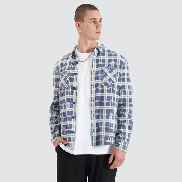 Nena and Pasadena Barrier LS Shirt Crown Blue Check