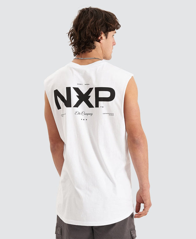 Nena and Pasadena Beamer Scoop Back Muscle Tee White