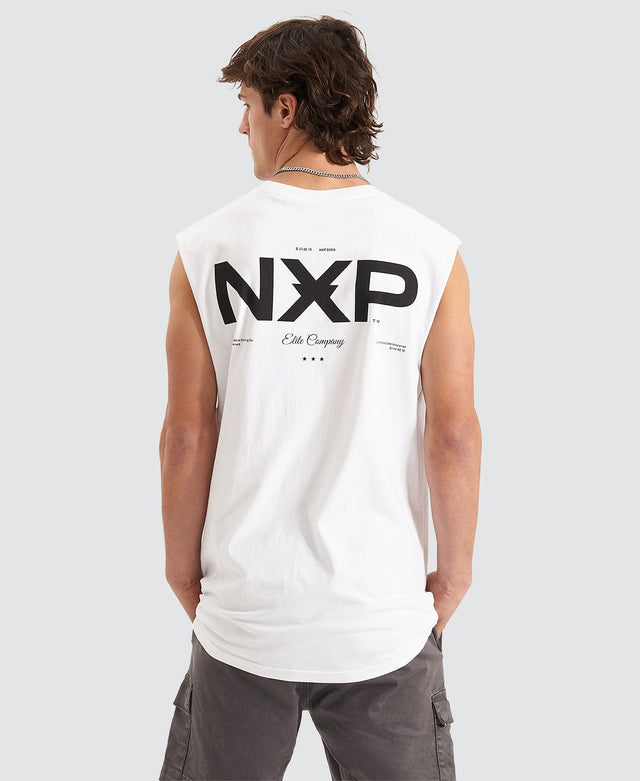 Nena and Pasadena Beamer Scoop Back Muscle Tee White