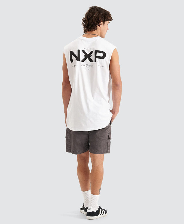 Nena and Pasadena Beamer Scoop Back Muscle Tee White