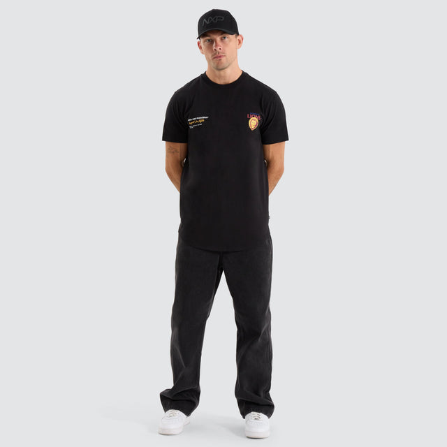 Nena and Pasadena Brisbane Lions AFL Dual Curved Tee Jet Black