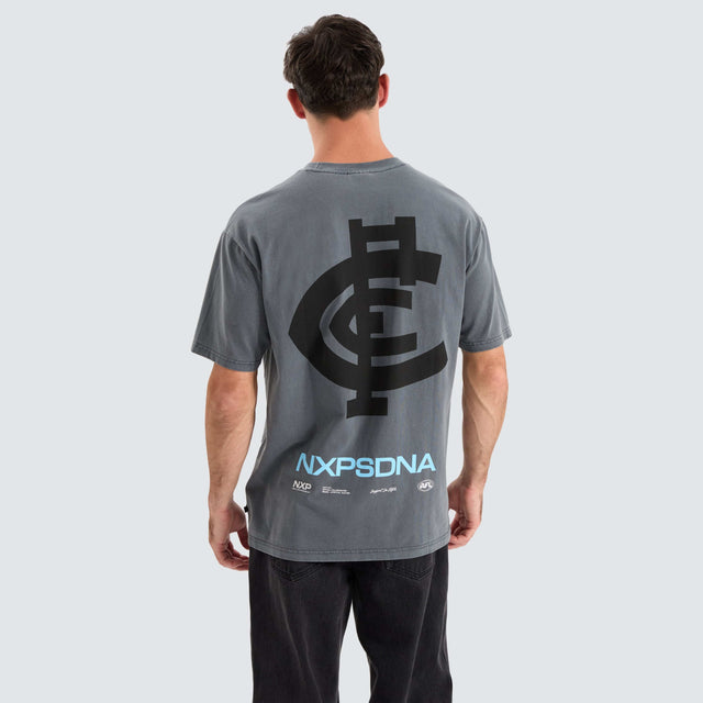 Nena and Pasadena Carlton Blues AFL Box Fit Tee Pigment Charcoal