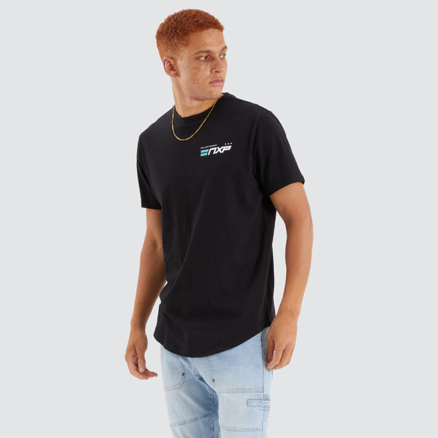 Nena and Pasadena Chain Dual Curved Tee Jet Black