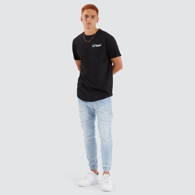 Nena and Pasadena Chain Dual Curved Tee Jet Black