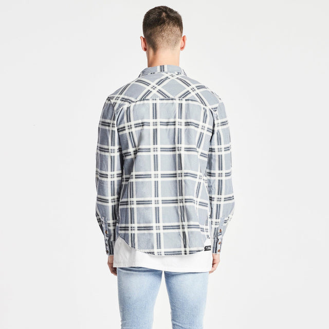 Nena and Pasadena Charge Casual Long Sleeve Shirt Blue/Sand/White Check