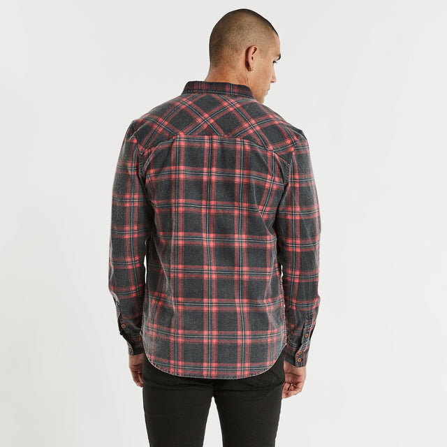 Nena and Pasadena Charge Long Sleeve Shirt Black/Red Check