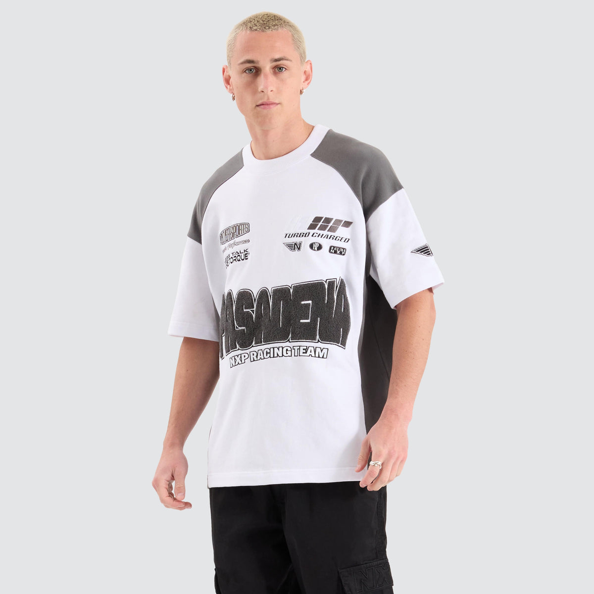 NXP Charged Loopback Raptor Tee in White/Grey | Neverland Store