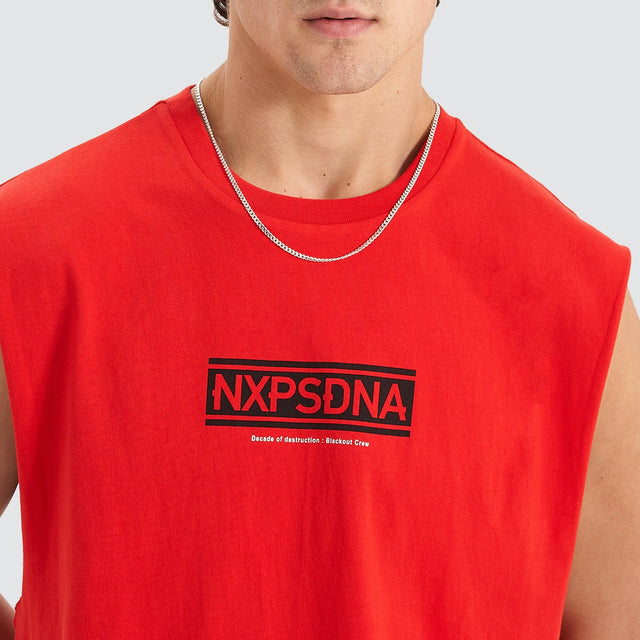 Nena and Pasadena Coupe Scoop Back Muscle Tee Poppy Red