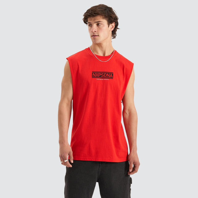 Nena and Pasadena Coupe Scoop Back Muscle Tee Poppy Red